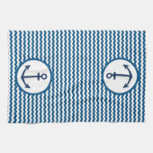 Blue Nautical Boating Anchor Kitchen Towel キッチンタオル (横)