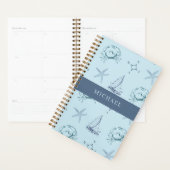 Blue Nautical Crab Starfish Boat Pattern Planner プランナー手帳 (ディスプレー)