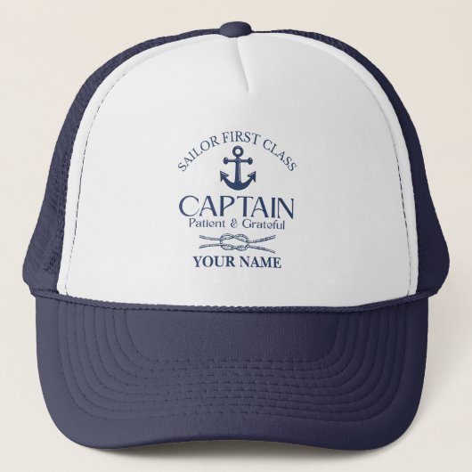 Blue Nautical personalized Sailor captain  キャップ (正面)