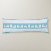 Blue Nautical Sailboat Coastal Stripes ボディピロー (裏面)