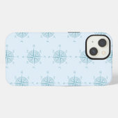 Blue Nautical Sailing Compass iPhoneケース (裏面横)