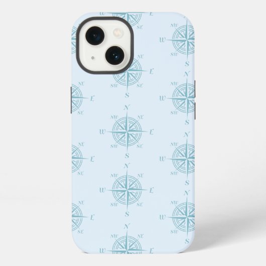 Blue Nautical Sailing Compass iPhoneケース (裏面)