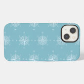 Blue Nautical Sailing Compass iPhoneケース (裏面横)