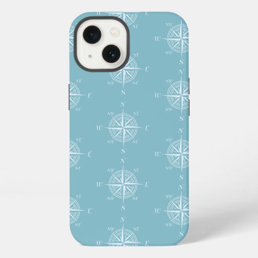 Blue Nautical Sailing Compass iPhoneケース (裏面)