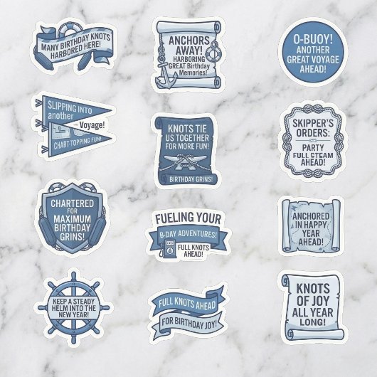 Blue Nautical Slogan Birthday Sticker Sheet シール