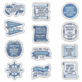 Blue Nautical Slogan Birthday Sticker Sheet シール (正面)