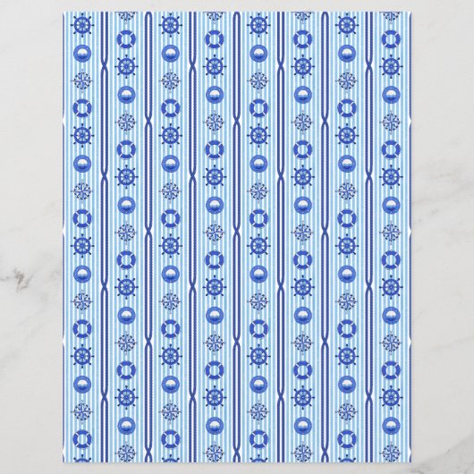 Blue Nautical Stripes Scrapbook Paper (裏面)