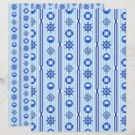 Blue Nautical Stripes Scrapbook Paper