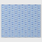 Blue Nautical Stripes with Maritime Motives ラッピングペーパー (フラット)