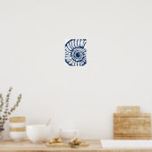 Blue Nautilus Shell Coastal Art ポスター (キッチン)
