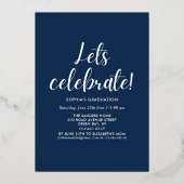 Blue Navy and Gold Script 4 photos Graduated 箔招待状 (裏面)