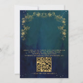 Blue Navy and Green Enchanting QR Code Wedding 招待状 (裏面)