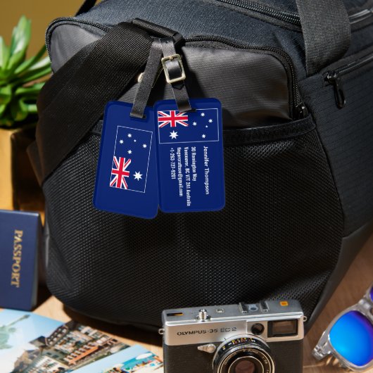 Blue Navy Australia Flag Australian Personalized ラゲッジタグ (正面&裏面)
