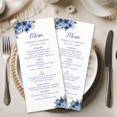 Blue Navy Flowers Elegant Wedding Party プログラム