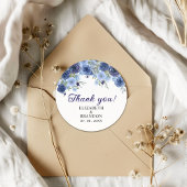 Blue Navy Flowers - Rustic Wedding ラウンドシール