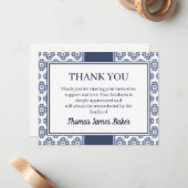 Blue navy Funeral Note Card Flat Bereavement Note ノートカード (正面/裏面インサイチュ)