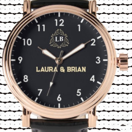 Blue navy Vintage simple Monogram 腕時計