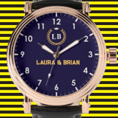 Blue navy Vintage style Monogram 腕時計