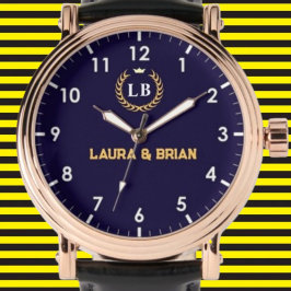 Blue navy Vintage style Monogram 腕時計