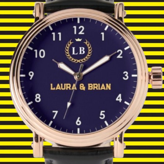 Blue navy Vintage style Monogram 腕時計