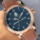 Blue navy white Monogram gift for couples 腕時計