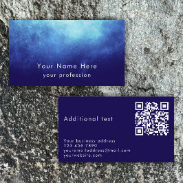 Blue Nebula Custom Text Cool Modern QR Code 名刺