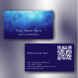 Blue Nebula Custom Text Cool Modern QR Code 名刺
