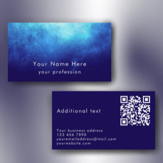 Blue Nebula Custom Text Cool Modern QR Code 名刺