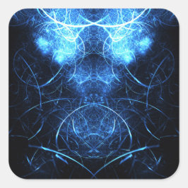 Blue Nebula Energy Fractal Art スクエアシール