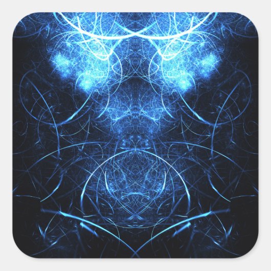 Blue Nebula Energy Fractal Art スクエアシール (正面)