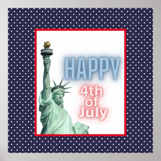 Blue Neon 4th of July Liberty Statue  ポスター (正面)
