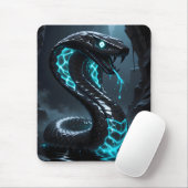 Blue Neon Black Snake Glowing Cobra Fantasy Gaming マウスパッド (マウス)