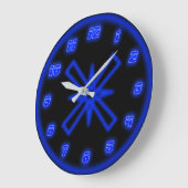 Blue Neon (Effect) ラージ壁時計 (傾斜)