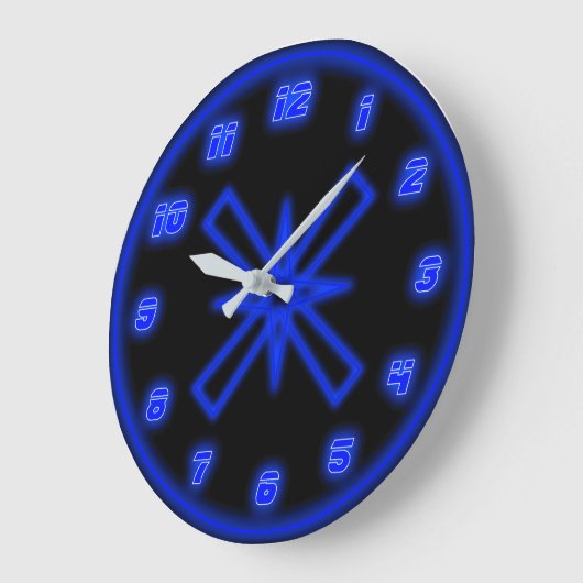 Blue Neon (Effect) ラージ壁時計 (傾斜)