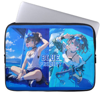 Blue Neon Prodigy Tokyo Cyberpunk Anime ラップトップスリーブ