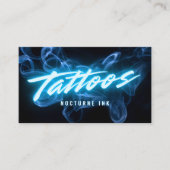 Blue Neon & Smoke Tattoo Artist QR Code 名刺 (正面)