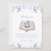 Blue New Chapter Floral Snowball Baby Shower  サンキューカード (正面)