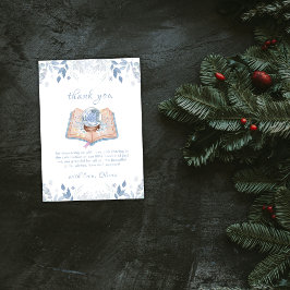 Blue New Chapter Floral Snowball Baby Shower  サンキューカード