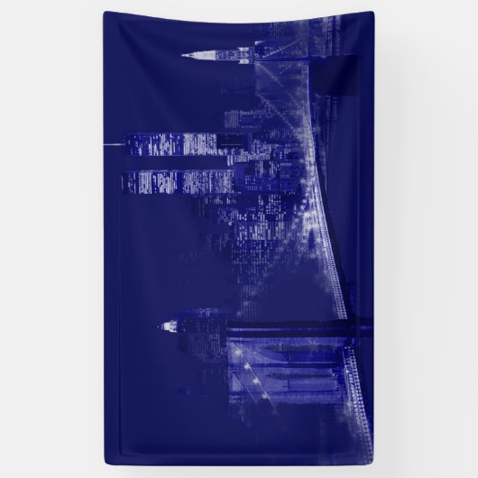 Blue New York City Night Pop Art 横断幕 (縦)