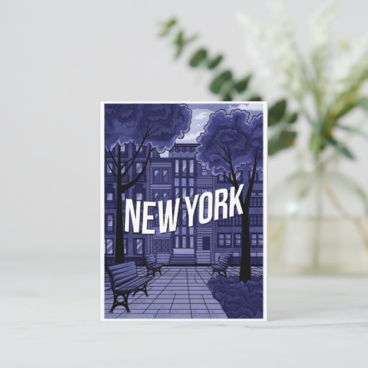 blue new york Postcard ポストカード (スタンド正面)