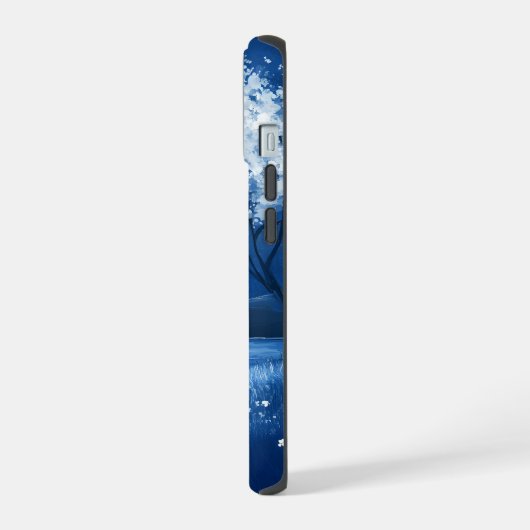 Blue Night Beach Mountain Scene iPhone 15ケース (左側面)