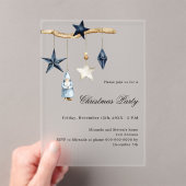 Blue nordic decor simple frosted Christmas Party アクリル招待状 (インサイチュ (ポータブル))
