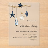 Blue nordic decor simple frosted Christmas Party アクリル招待状 (正面)