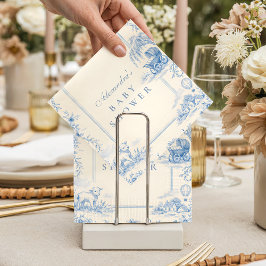 Blue Nursery Toile Baby Shower スタンダードカクテルナプキン