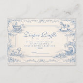 Blue Nursery Toile Baby Shower Diapper Raffle エンクロージャーカード (正面)