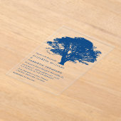 Blue Oak Tree, Rustic & Minimalistic Wedding アクリル招待状 (レイダウン)