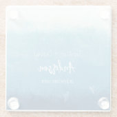 Blue Ocean Beach Wedding Custom Names Wedding  ガラスコースター (裏面)