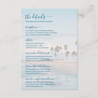 Blue Ocean Beach Wedding Details エンクロージャーカード
