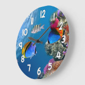 Blue Ocean Fish Wall Clock – Underwater Sea Life H ラージ壁時計 (傾斜)