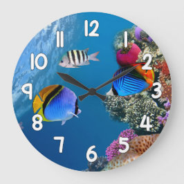 Blue Ocean Fish Wall Clock – Underwater Sea Life H ラージ壁時計